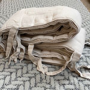Restoration Hardware crib bumper tan linen